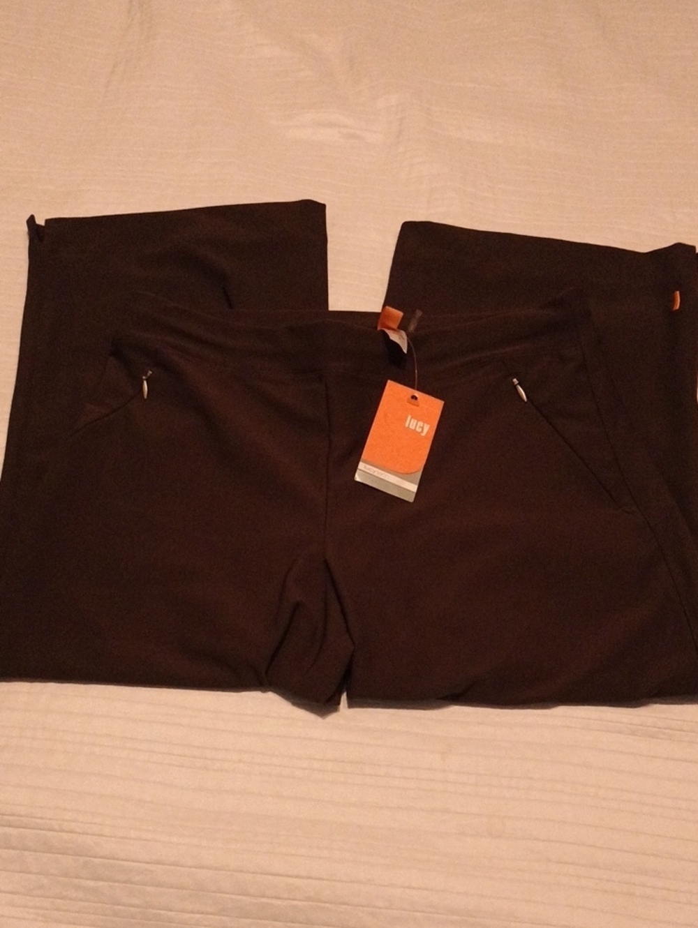 NWT Lucy Everyday Brown Active Capri Pants with Zippered Front Pockets Size S